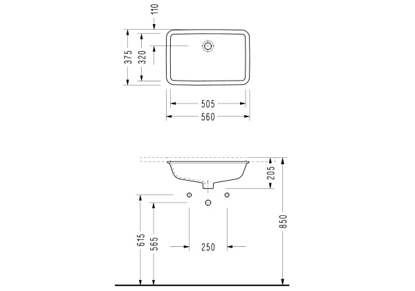 Раковина встраиваемая снизу (49,5х31) Serel 561
