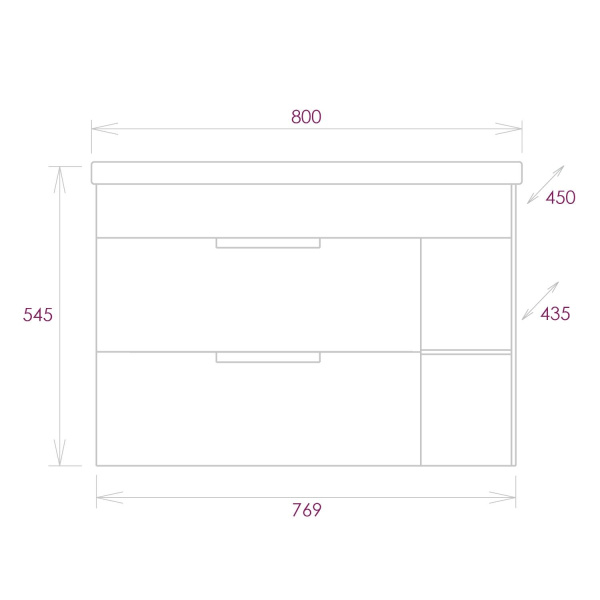 Тумба под раковину подвесная Onika Легран 80 108056