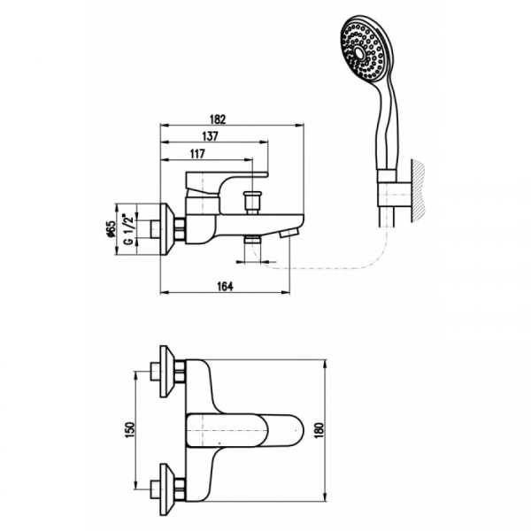 Смеситель для ванны Rav Slezak Yukon YU154.5/1CB