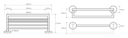 Полочка для полотенец 655 мм Bemeta Omega 104205072
