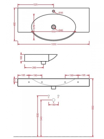 Раковина Artceram Swing 105 SWL002 01;00 (L1080)