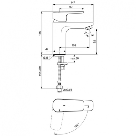 Смеситель для раковины Ideal Standard CERAPLAN III SLIM BC569AA, хром