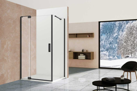 Душевой уголок Vincea  Extra VSR-1E901090CLB,  (90х90) черный, стекло прозрачное