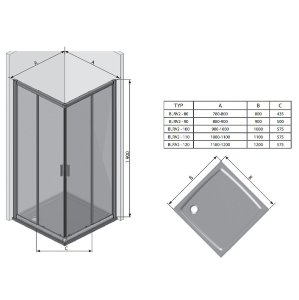 Душевая дверь Ravak Blix BLRV2K-100 1XVA0U00ZH