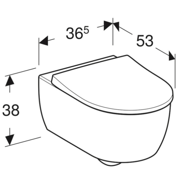 Унитаз с инсталляцией подвесной безободковый GEBERIT iCon 500.060.TC.I с горизонтальным выпуском