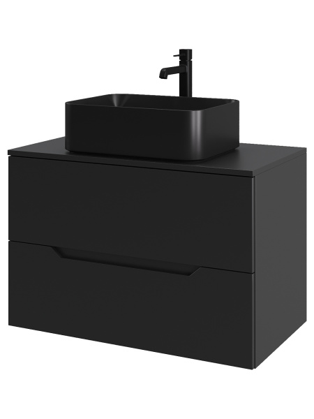 Тумба с раковиной подвесная 80 см, Orange Line Li-80TubMDF+B02-460MB черный