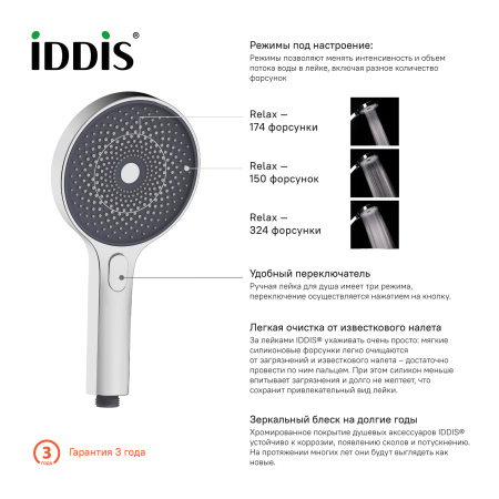Лейка для душа IDDIS SpaHome хром (SPA3F0Ci18)