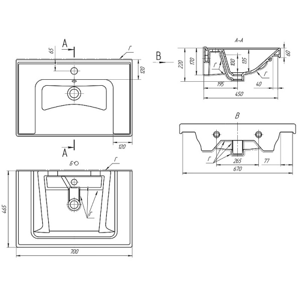 Раковина Misty Дрея Грейс 70 641600