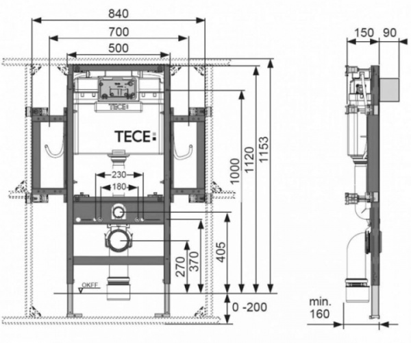 Инсталляция для унитаза TECE 9300009