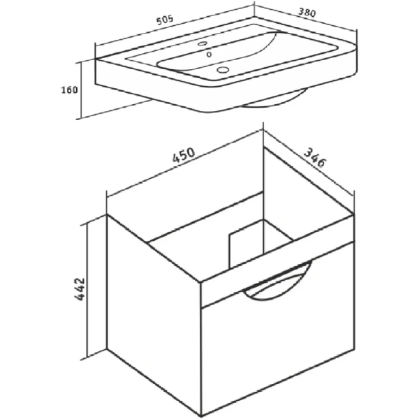 Тумба под раковину Runo Ибица 50 (00000001046)
