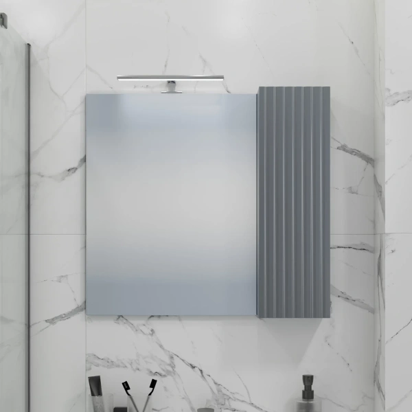 Зеркальный шкаф Санта Юпитер 700545 70x65 см L/R, со светильником, графит матовый