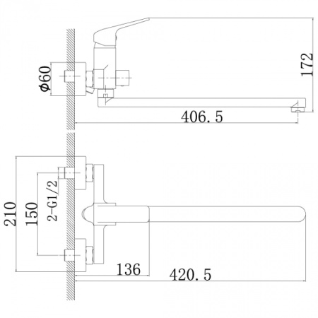 Смеситель для ванны универсальный Rossinka RS38-32