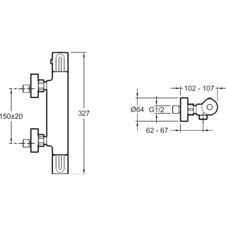 Смеситель для душа термостатический Jacob Delafon Metro E24394-CP