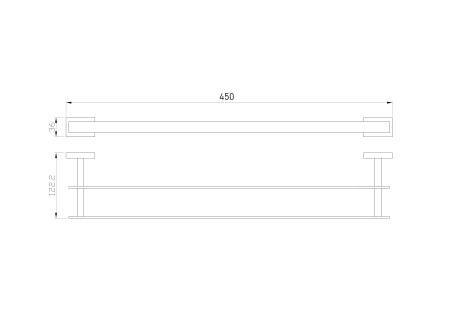 Полотенцедержатель двойной WONZON & WOGHAND FLAT, хром WW-9711-45CM