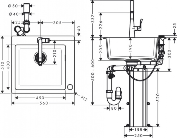 Комбинация для кухни AXOR 43212000