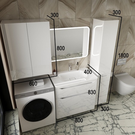 Тумба под раковину Style Line Марелла 80 Люкс Plus СС-00002402 белый глянец