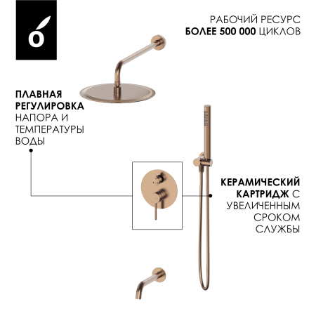 Душевой комплект с внутренней частью Oliveeka OL-88939017-BRG матовое розовое золото