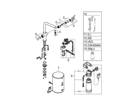 Смеситель и бойлер для кухни GROHE Red Duo M-size 30327 DA1 (30327DA1) теплый закат глянец