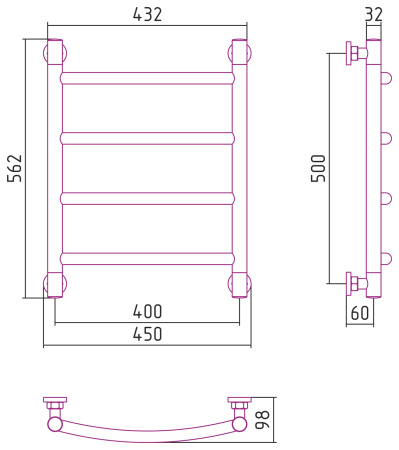 Полотенцесушитель Водяной Выгнутая Сунержа Галант + (50х40) Белый 12-0200-5040