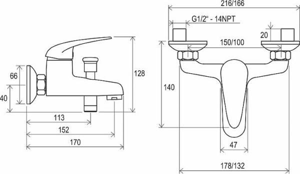 Смеситель для ванны Ravak Suzan SN 022.00/150 X070004