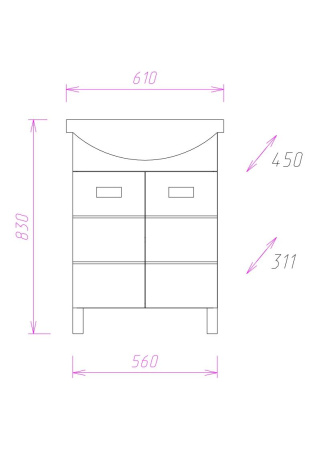 Тумба под раковину напольная Onika Балтика 60 106040