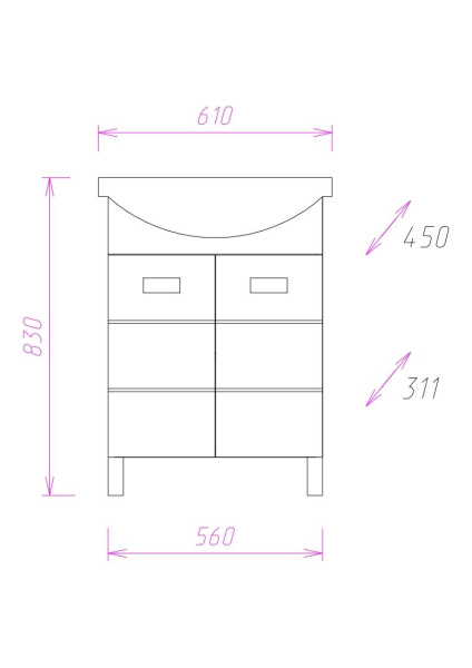 Тумба под раковину напольная Onika Балтика 60 106040