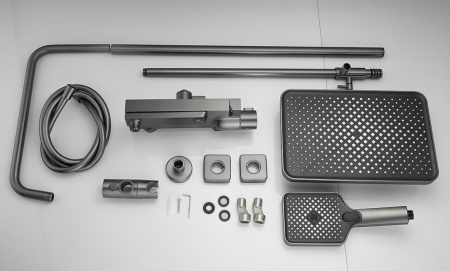 Душевая система с изливом Belz B24672-3, оружейная сталь