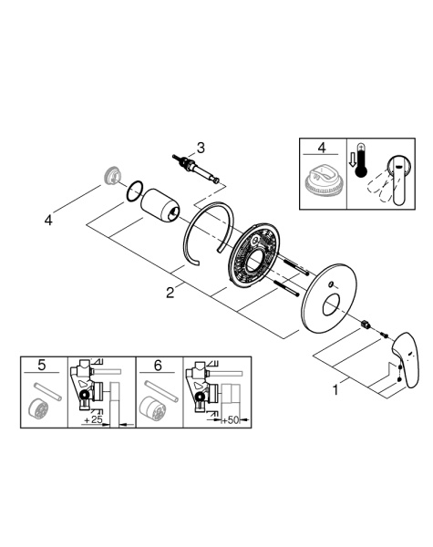 Внешняя панель однорычажного смесителя для ванны Grohe Eurostyle New  29099 LS3 (29099LS3) белая луна