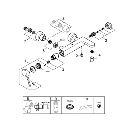 Смеситель для ванны однорычажный Grohe Plus 33553 003 (33553003) хром