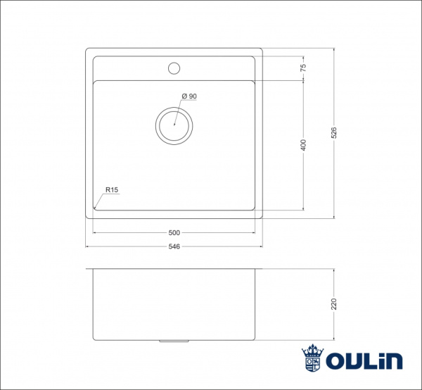 Кухонная мойка (54,6х52,6) Oulin OL-F121X