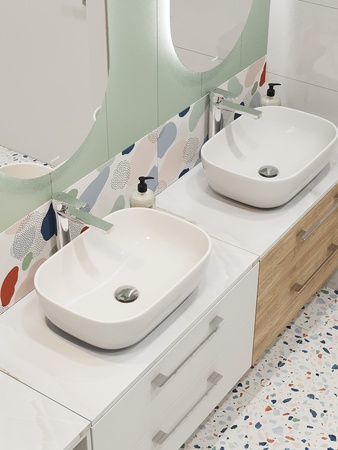 Столешница Cersanit STONE из керамогранита Aura 60x45x2 светло-серый сатиновый 63857