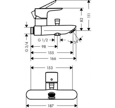 Смеситель для ванны HANSGROHE TALIS E 71741000