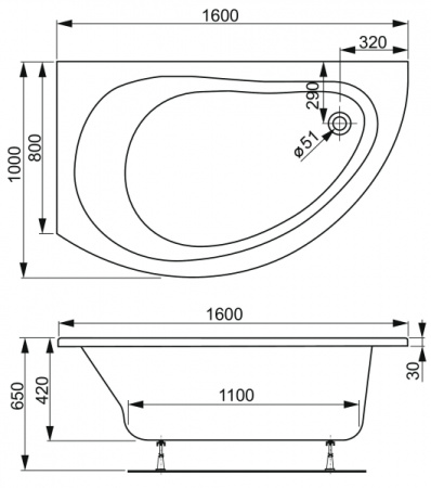 Акриловая ванна Vagnerplast Corona VPBA168CRN3PX-04