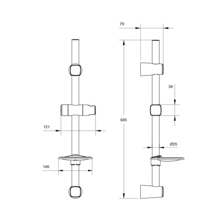 Стойка для душа, IDDIS PON6800i17, хром