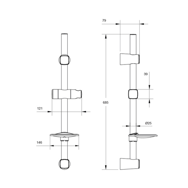 Стойка для душа, IDDIS PON6800i17, хром