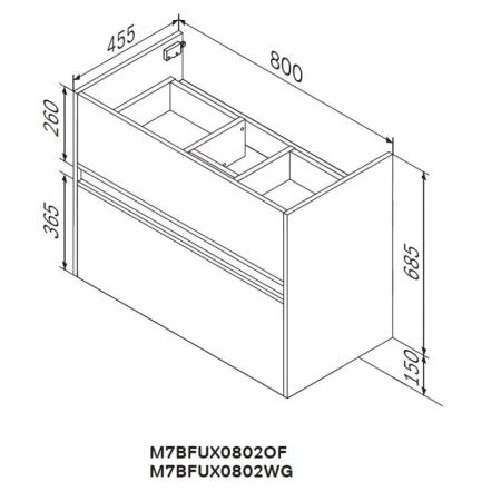Тумба без раковины 80 см Am.Pm Sense M7BFUX0802WG белый глянец