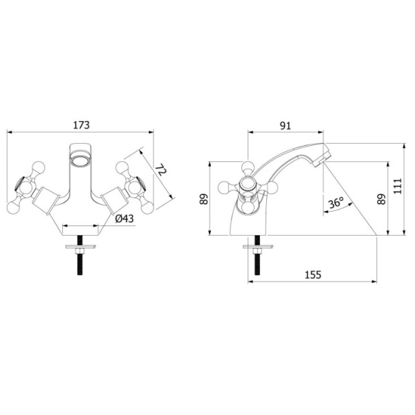 Смеситель для умывальника Milardo Duplex (DUPSB01M01)
