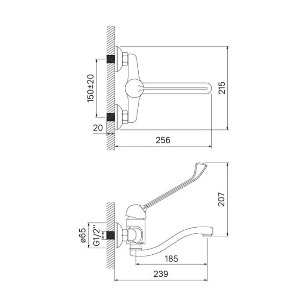 Смеситель для хирургической раковины, IDDIS CG53654C, хром