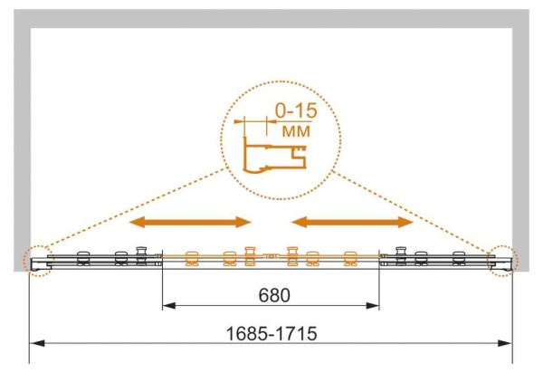 Душевая дверь (170х185) CEZARES PRATICO PRATICO-BF-2-170-P-Cr