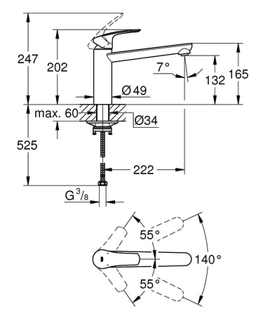 Смеситель для кухни Grohe Eurosmart 304632430 (черный матовый)