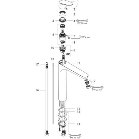 Смеситель для раковины с донным клапаном Hansgrohe Focus E2 31531000 хром