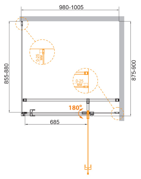 Душевой уголок (100х90) CEZARES VALVOLA VALVOLA-AH-1-100/90-C-Cr