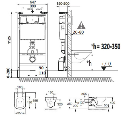 Комплект унитаз с инсталляцией Roca Dama Senso 893104090