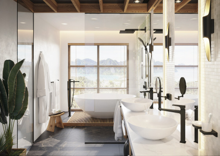 Смеситель для ванны напольный Hansgrohe Metropol 32532670 черный матовый