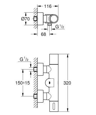 Термостат для душа Grohe Eurosmart Cosmopolitan E  3645 7000 (36457000) хром