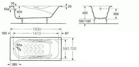 Ванна чугунная Roca Malibu (160x70) 2334G0000
