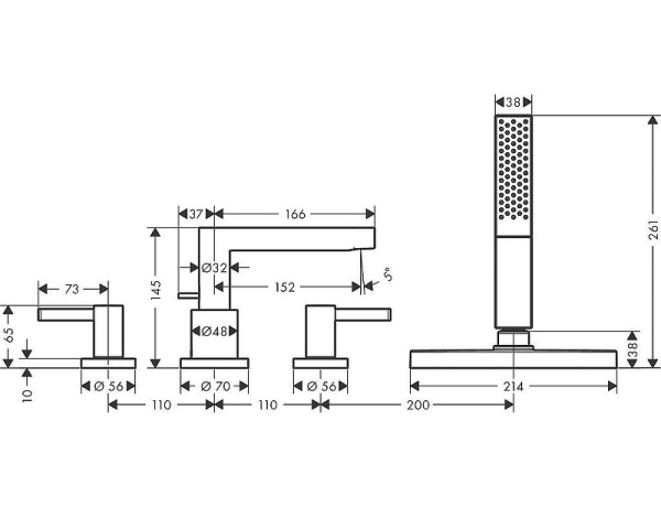 Смеситель на борт ванны Hansgrohe Finoris 76444700