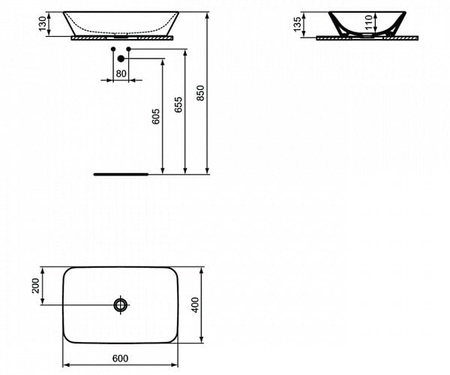 Раковина накладная Ideal Standard Connect Air (60х40) E034801