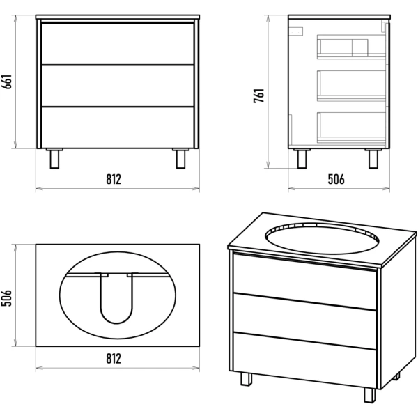 Тумба с раковиной 82,2 см Brevita Elche УТ000023945
