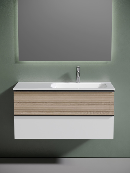 Тумба под раковину Sancos  Delta DL100RW дуб светлый/белый